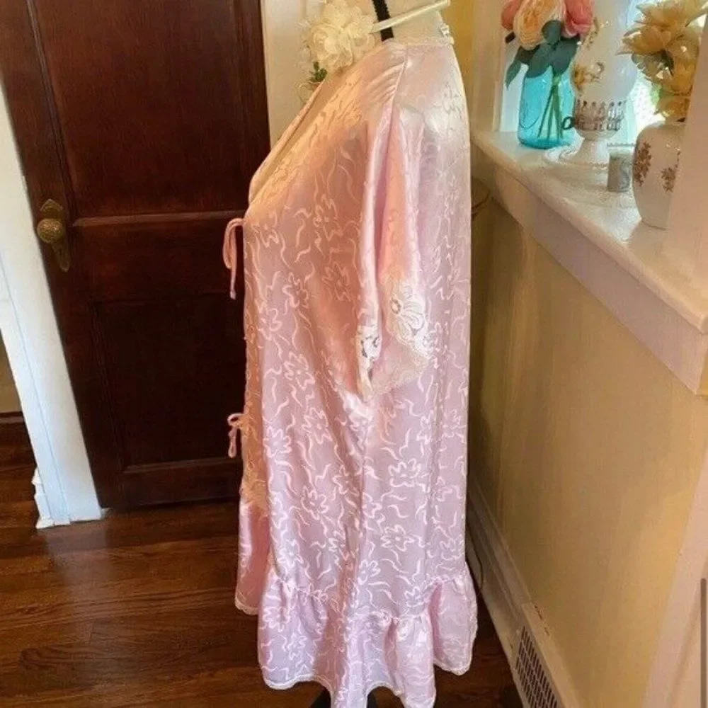 VTG Sz L DIOR *Paris Pink* Tie-Front Kimono Robe - Picture 5 of 11